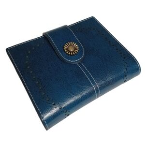Seammer Teal Leather Southwest Santa Fe Style Wallet with Elegant Gift Box